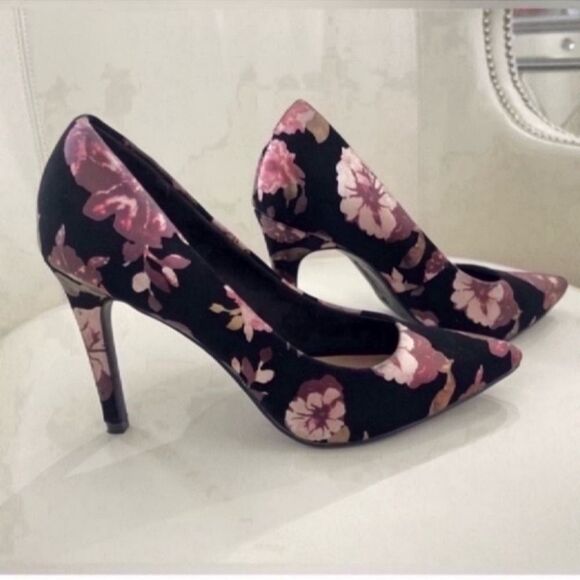Christian Siriano Floral Black and Pink Women's Heels Size 6 1/2 - Picture 7 of 15